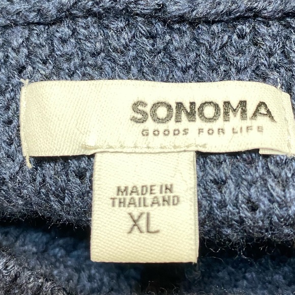 Women's Sonoma Navy Blue Stripe Allover Stitch Pullover Sweater Size XL. New - Picture 4 of 7